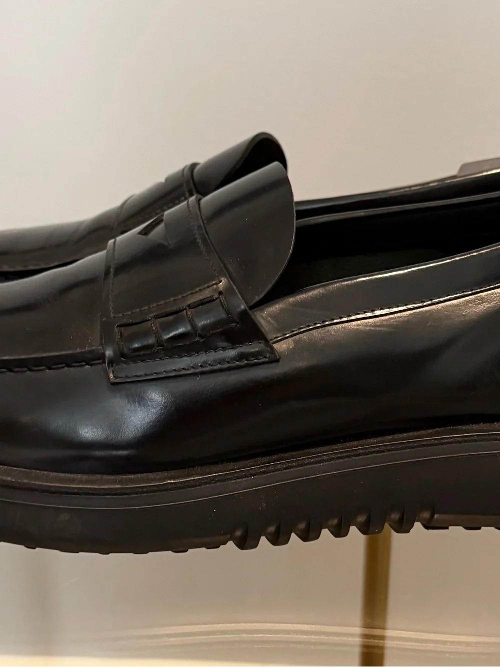 Giorgio Armani Black Leather Penny Loafers